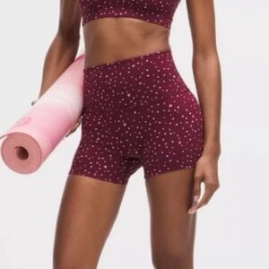 Lululemon Align No Line™ High-Rise Short 4” Heart Scatter Dot Burgundy Bay sz 8